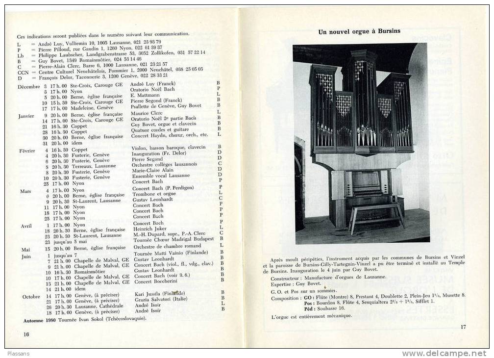 LA TRIBUNE DE L´ORGUE. Revue Suisse Romande. N°4/ 1978. Porrentrury, Johann-Jakob Weber... - Muziek