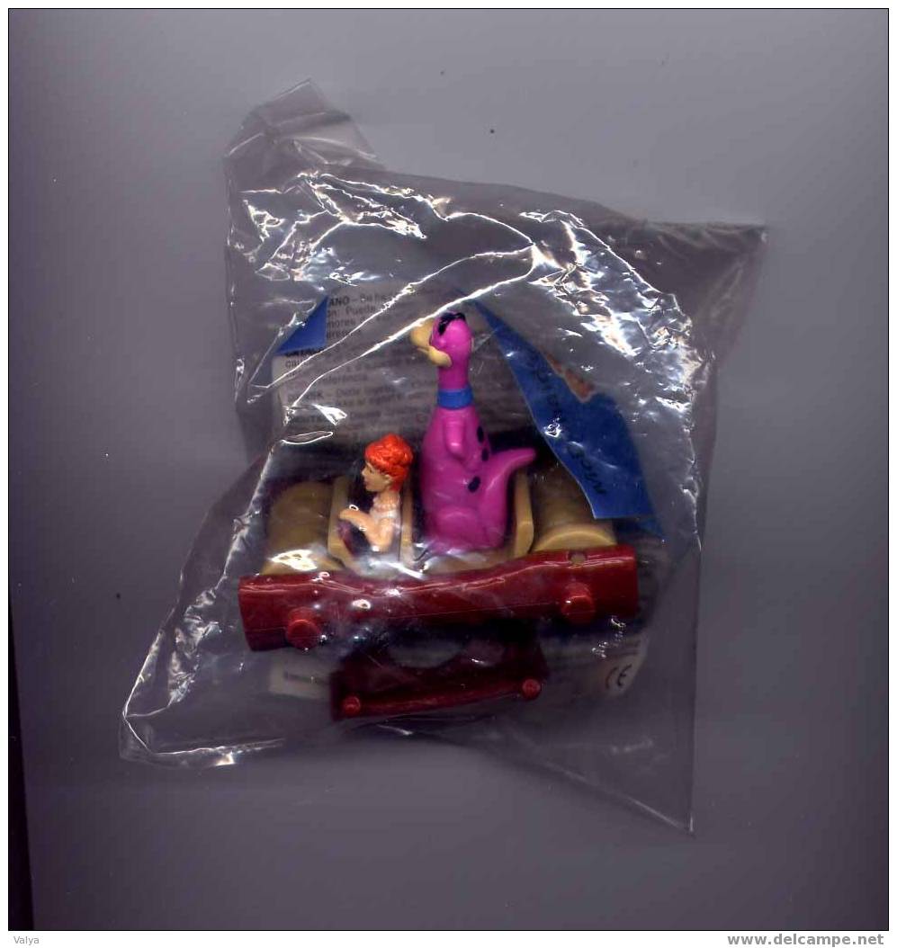 Figurine McDonald LA FAMILLE PIERRAFEU - THE FLINTSTONES - La Flintmobile, Wilma Flintstone, Dino - Andere & Zonder Classificatie