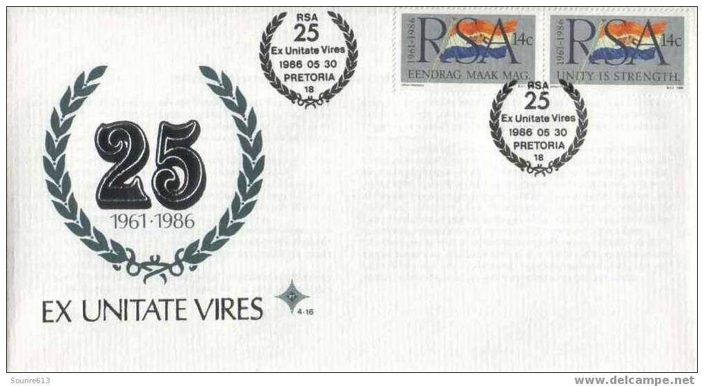 Fdc Rsa 1986 Drapeaux Lauriers - Buste