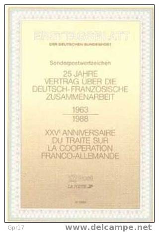 Doc 1er Jour Coopération Franco-allemande, De Gaulle & Adenauer Du14/1/1988 - De Gaulle (General)