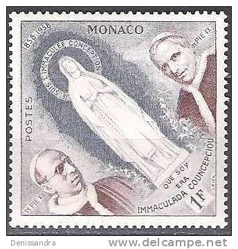 Monaco 1958 Yvert 492 Neuf ** Cote (2015) 0.15 Euro Pie XII Et Pie IX - Nuevos