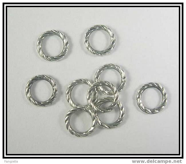 Lot De 10 Anneaux Torsadés En Argent Tibétain 8mm - Perles