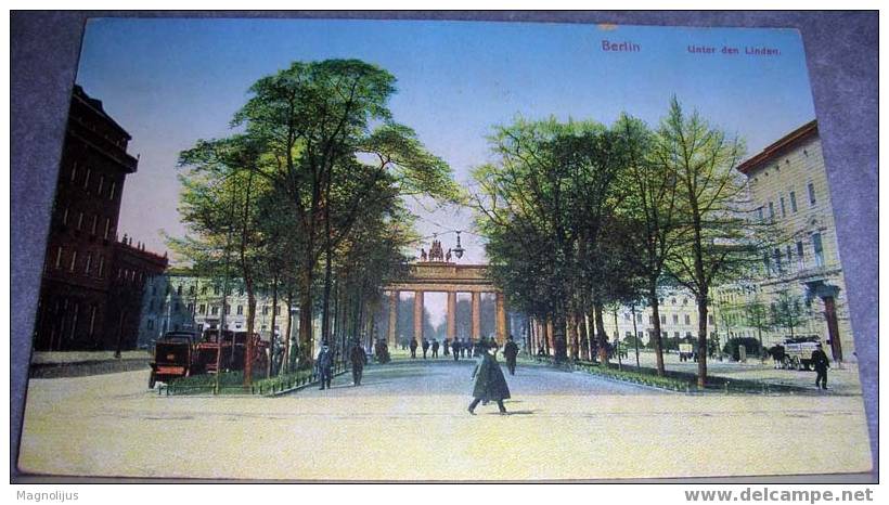 Germany,Berlin,Brandenburg Gate,Street Scene,Coaches,People,vintage Postcard - Brandenburger Deur