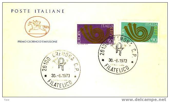 ITALIA FDC "CAVALLINO" 1973  E U R O P A 1 9 7 3 - 1973