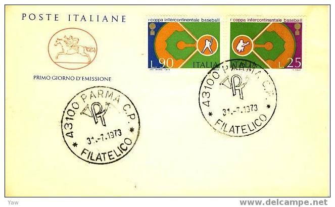 ITALIA FDC "CAVALLINO" 1973  I COPPA INTERCONTINENTALE DI BASEBALL - Baseball