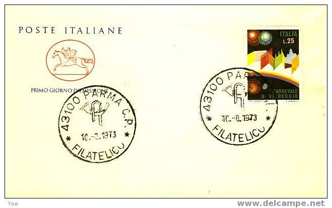 ITALIA FDC "CAVALLINO" 1973  CARNEVALE DI VIAREGGIO - Carnaval