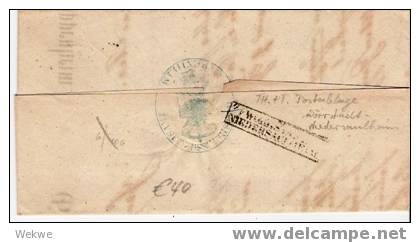 THT022/  THURN & TAXIS - Oppenheim 186, Umseitig Ankunft,  Postablage Wörrstadt - Covers & Documents