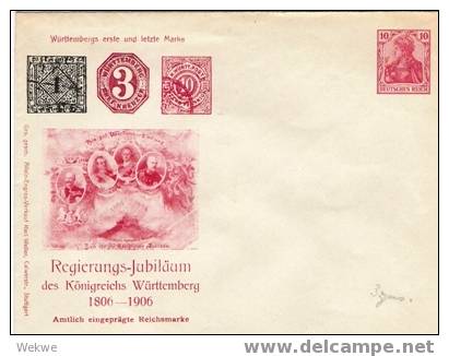Wtb002/  Württember,  3 Stück,  Jubiläumsganzsachen 1906, In Versch. Farben (3 Scans) - Interi Postali