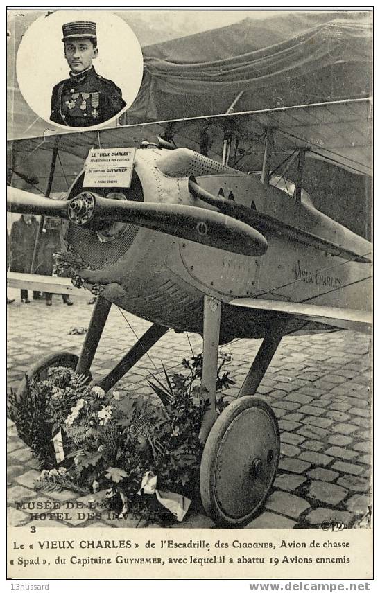 Carte Aviation Militaire - Chasseur Spad De Guynemer (2) - Escadrille Des Cigognes - Plane - 1914-1918: 1ère Guerre