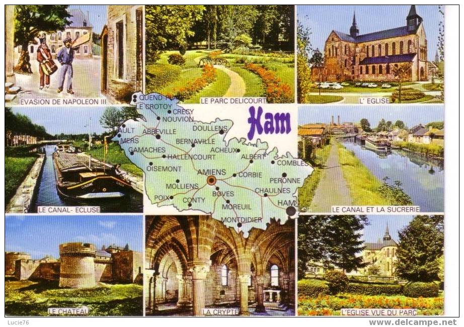 HAM   -  8 Vues Et Carte Du   Département De La Somme - Ham