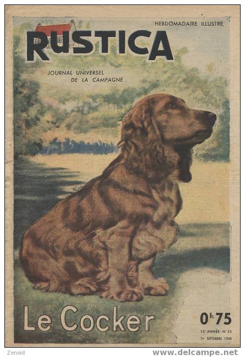 Rustica 13e Année N°35 - 1 Septembre 1940 - Le Cocker - Animales