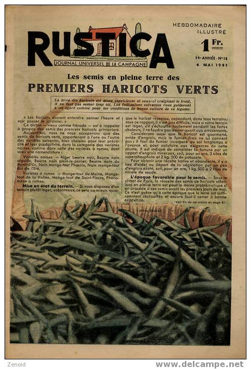 Rustica 14e Année N°18 - 4 Mai 1941 - Premiers Haricots Verts - Garden