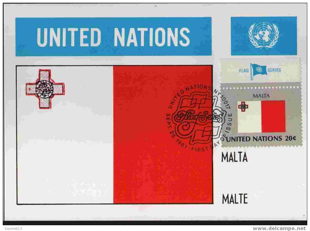 CPJ Nations Unies 1981 Drapeaux Malte - Covers