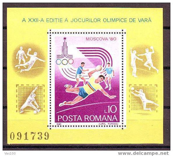 Romania  1980 Olympic Games Moscova Hand-ball Block Mint **.. - Handbal