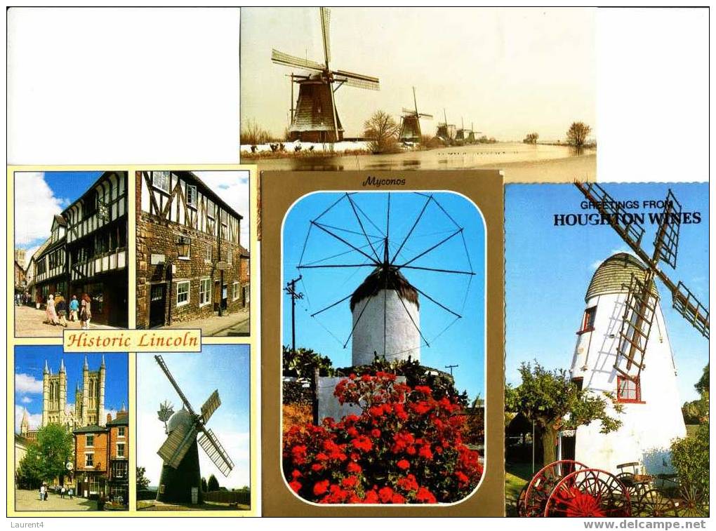 4 Carte De Moulin / 4 Windmill Ipostcard - Moulins à Eau