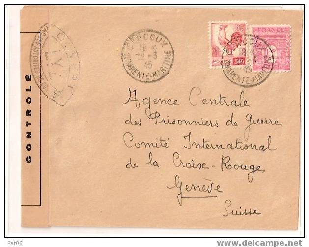 CHARENTE Mme ( 17) CERCOUX  1° + 2° EMISSION PROVISOIRE LIBERATION - 1944-45 Arc De Triomphe
