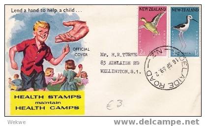 NZ023/ Health-Ausgabe 1959, Vögel, Illustr. FDC Nach Wellington (Bird , Pajaro) - Briefe U. Dokumente