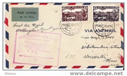 NZ033/ Weihnachts-Flug 1931, Mit 2 Flugpostmarken - Storia Postale