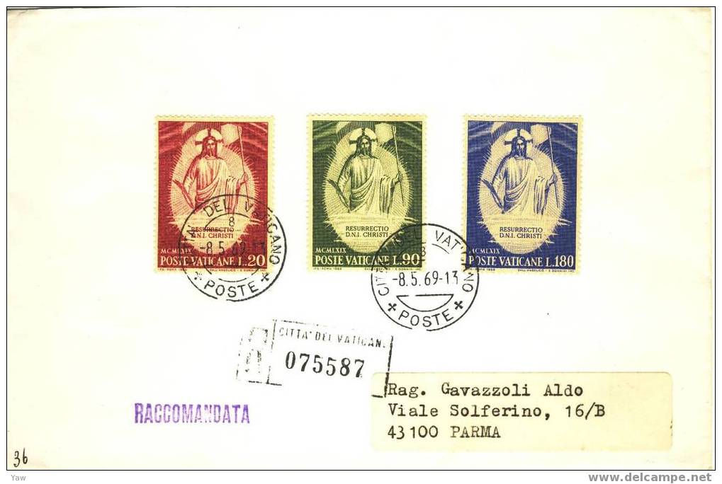 VATICANO LETTERA  1969 PASQUA. PARTICOLARE DELLA RESURREZIONE: BEATO ANGELICO. SERIE COMP. - Storia Postale