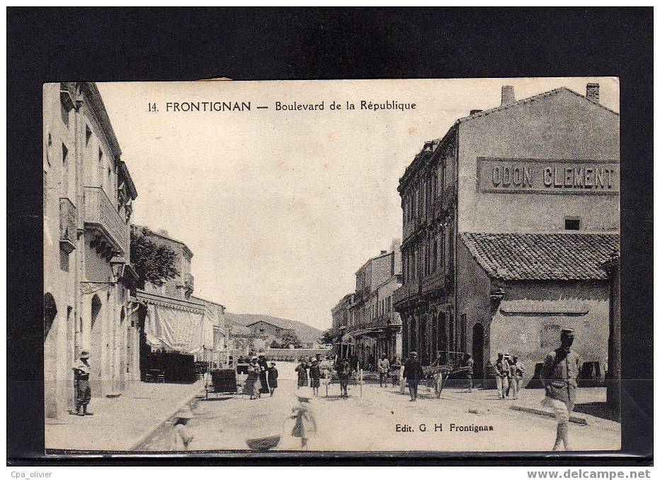 34 FRONTIGNAN Boulevard De La République, Animée, Ed Hippert 14, 1920 - Frontignan