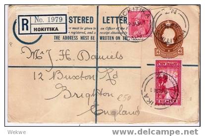 NZ039/ 1934, Einschreiben-GA Mit Zusatzfrankatur. - Postal Stationery