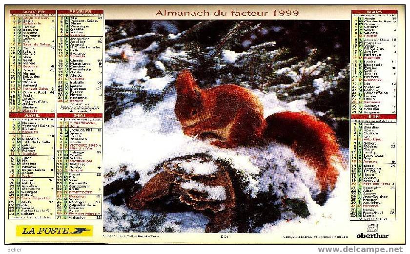 CALENDRIER ALMANACH 1999 - Big : 1991-00