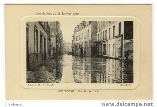 Charenton -  Inondations Janvier 1910 - Rue Des Carrières  (carte En Relief) - Charenton Le Pont