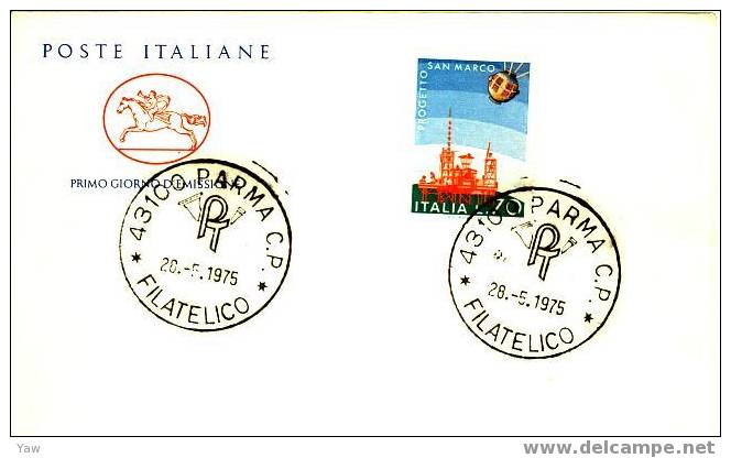 ITALIA FDC "CAVALLINO" 1975  IMPRESE SPAZIALI ITALIANE - Europa