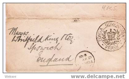 Bro034  Tonga,/ Ca. 1883, Portofrei, H.M.S. Nach England (Brief, Cover, Letter, Lettre) - Tonga (...-1970)