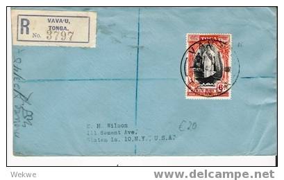 Bro035  TONGA - / 6 Pence Königin, Einschreiben USA 1948 (Brief, Cover,letter, Lettre) - Tonga (...-1970)