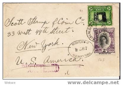 Bro036/  TONGA - , 1924, Einschreiben Nach USA (Brief, Cover, Letter, Lettre) - Tonga (...-1970)