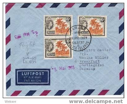 Bro041/ GILBERT+ELLICE -  Drucksache, Mehrfachfrankatur, Per LH 691, 1965 (BRIEF, COVER, LETTER, LETTRE) - Gilbert & Ellice Islands (...-1979)