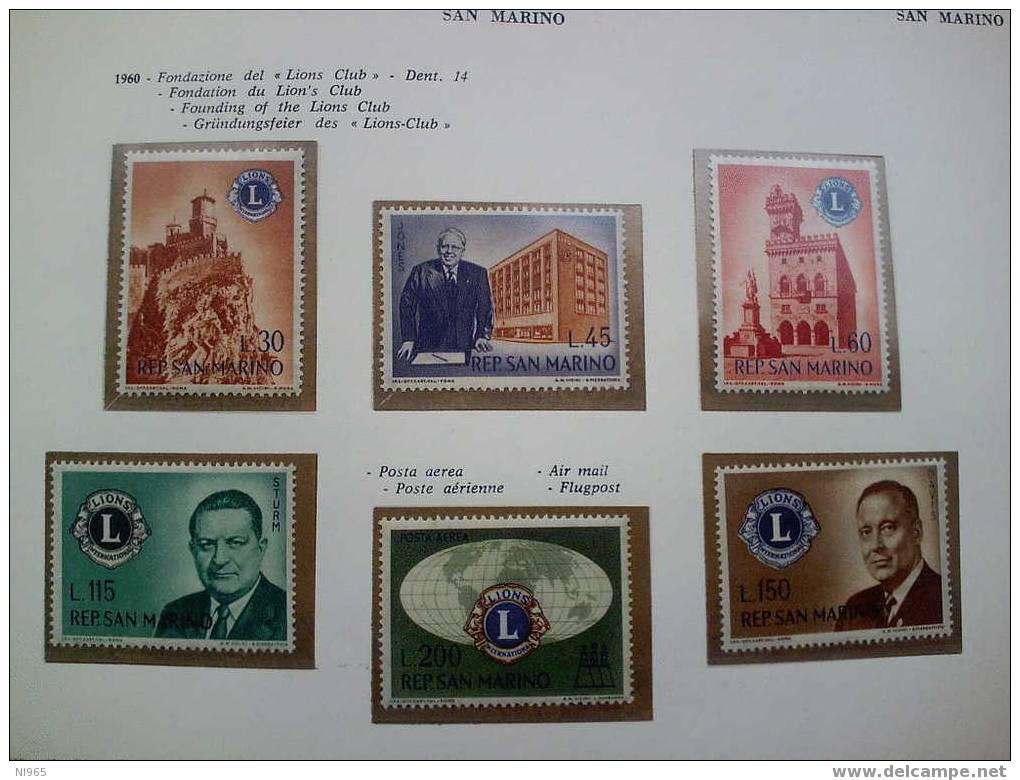 SAN MARINO FONDAZIONE LION'S CLUB SAN MARINO  ANNO 1960 NUOVI CON LINGUELLA - Unused Stamps