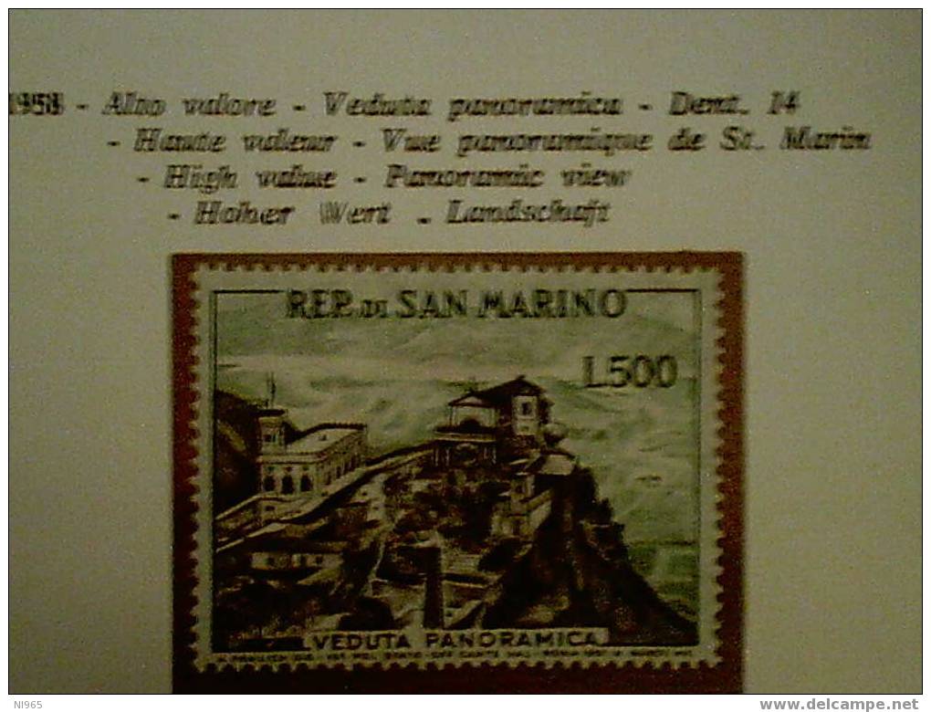 SAN MARINO -  ANNO 1958 VEDUTA  NUOVO CON LINGUELLA * - Neufs