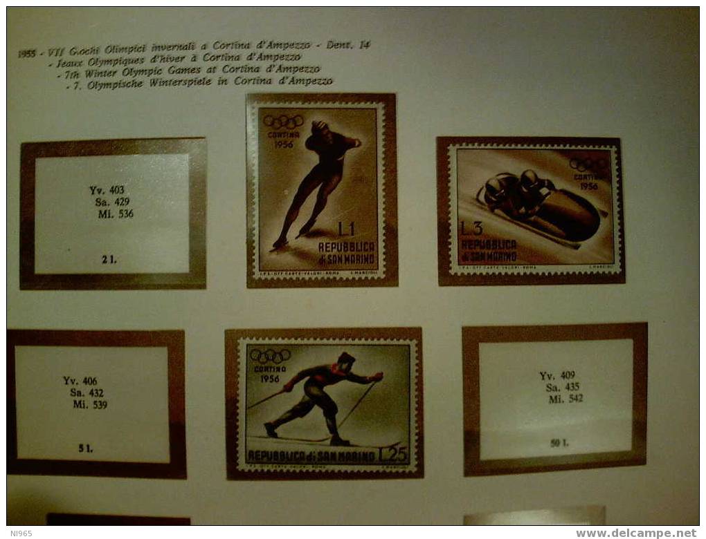 SAN MARINO SPEZZATURE ANNO 1955  GIOCHI INVERNALI DI CORTINA NUOVI CON LINGUELLA * - Unused Stamps