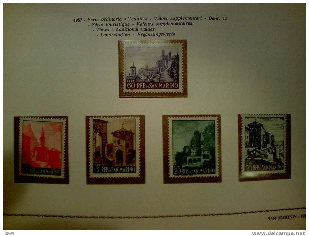 SAN MARINO  ANNO 1957 VEDUTE NUOVI CON LINGUELLA * - Unused Stamps