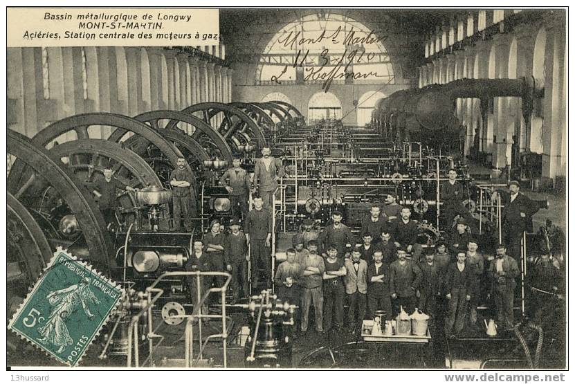 Carte Postale Ancienne Mont St Martin - Aciéries, Station Centrale Des Moteurs à Gaz - Usine, Industries - Mont Saint Martin