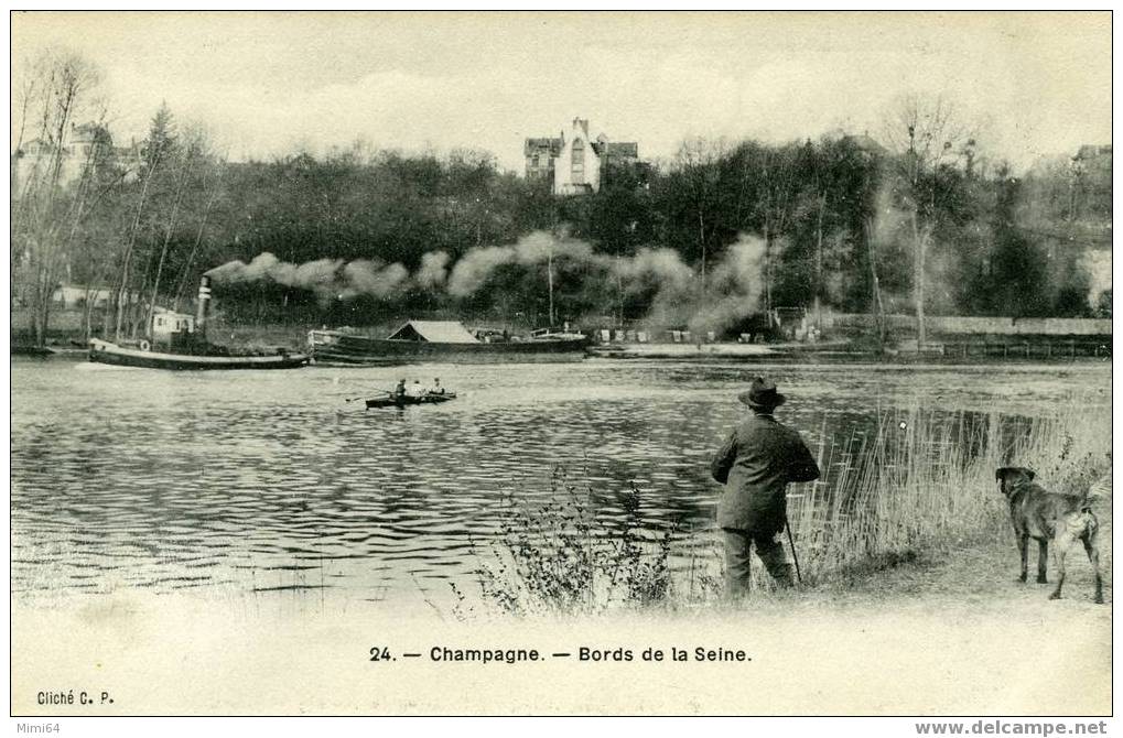 95 .  CHAMPAGNE .  BORDS DE LA SEINE . REMORQUEUR ET PENICHE - Champagne Sur Oise