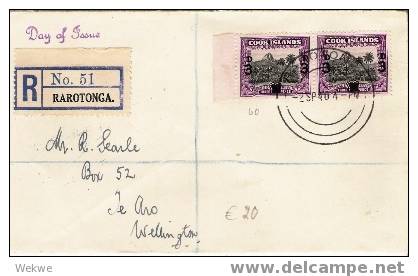 NZO010/ COOKINSELN -  Währungsüberdruck  3. Sep. 1940. Mef.-Einschreiben, FDC Rarotonga Te Aro - Cookinseln