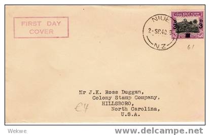 NZO019/ Überdruck Von 1940, FDC Nach USA - Niue