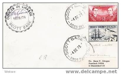 NZA006/ 4. De. 1973, Officer In Charge, Scott Base, Ross Dependency - Storia Postale