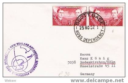 NZA011/ ANTARKTIKA - 1967, Neue Währung Mef. Nach Deutschland, Scott Base, Ross Dependency - Storia Postale