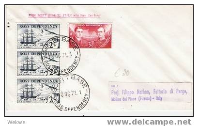 NZA012/ 1971, Scott Base Nach Italien, Ross Dependency - Lettres & Documents