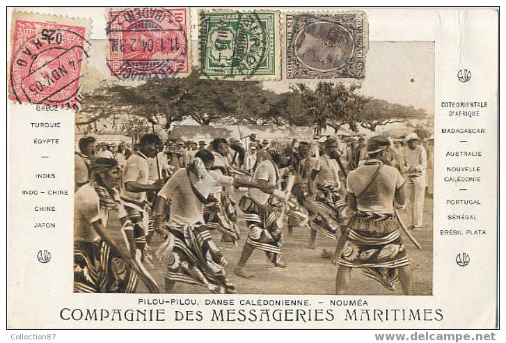 TOM - NOUVELLE CALEDONIE - NOUMEA - CARTE De La COMPAGIE Des MESSAGERIES MARITIME - CANAQUE - DANSE PILOU PILOU - Nouvelle Calédonie