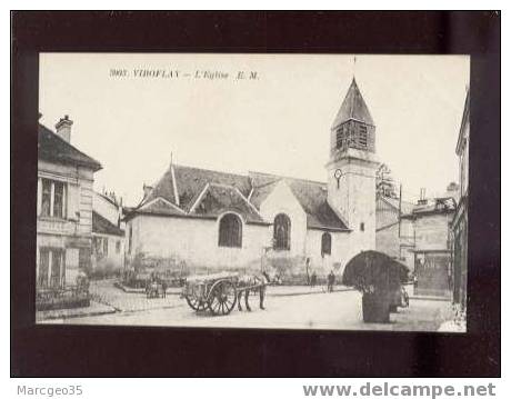 16654 Viroflay L'église édit.E.M. N°3903 Belle Carte Attelage Animée - Viroflay