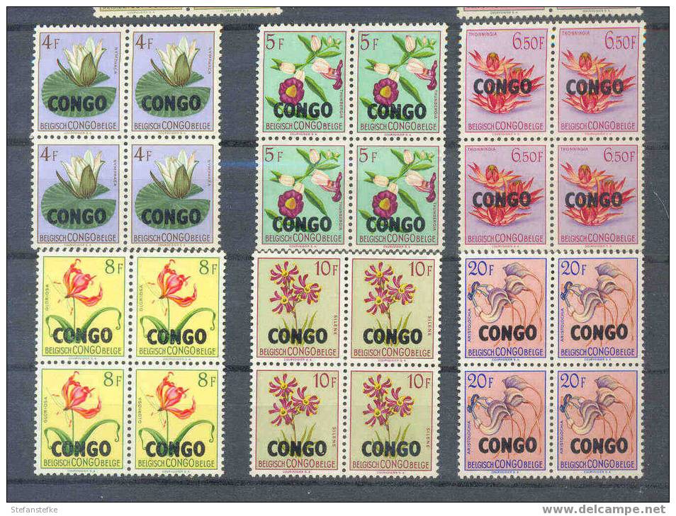 CONGO Ocb Nr : 383 - 397 ** Blokken Van 4  (zie 2 Scans !) Pas Complet Sans Le 382, 398,399 - Nuevos