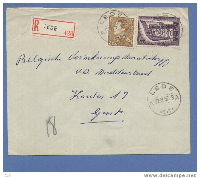 847+995 Op Aangetekende Brief Met Cirkelstempel LEDE - 1936-1951 Poortman