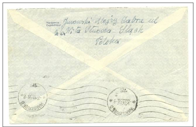 REGISTERED COVER  * AIR LETTER * ENVELOPE * POLAND * POLOGNE * TO USA YEAR 1958 * UPRATED - Covers & Documents