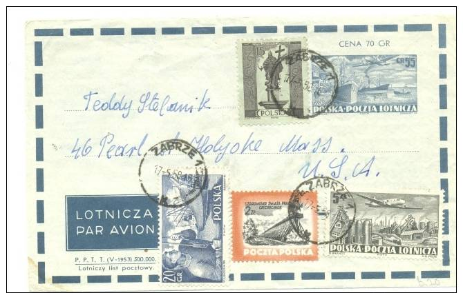 COVER * AIR LETTER * ENVELOPE * POLAND * POLOGNE * TO USA YEAR 1958 * UPRATED - Storia Postale