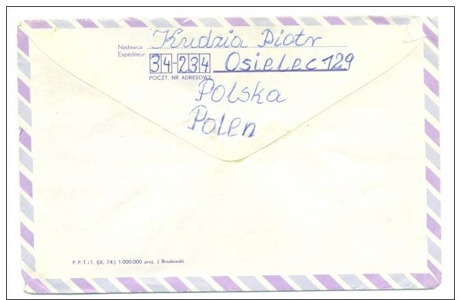 COVER * AIR LETTER * ENVELOPE * POLAND * POLOGNE * TO GERMANY * 1975 - Covers & Documents